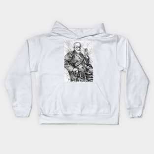 SIGMUND FREUD pencil portrait .1 Kids Hoodie